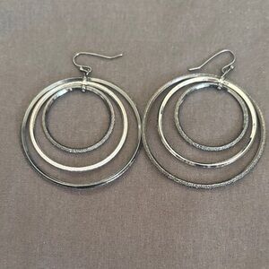 Lia Sophia Triple Hoop Silver Earrings
